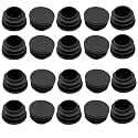 40 Pack 1" Round Plastic Plug, Furniture Pipe Tube Cover Insert Tubing End Caps for Round Tubing Post, Pipe Post, Chairs (Black)
