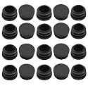 40 Pack 7/8" Round Plastic Plug Tubing End Caps (Black)