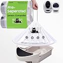40 Pack Automatic Litter Box Bags Fit for Litter Box Robot 5/4/3, Heavy Duty Drawstring Waste Bags, Sensor-Compatible, Tear Resistant, White, 25.2" x 15.7"