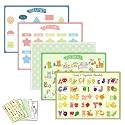 40 Pack Disposable Placemats for Baby & Toddlers – Sticky Baby Table Mats for Restaurants, Parties & Travel,Waterproof& Portable– 5 Fun Designs Animal, Fruit, Alphabet, Star & Shape –12x18 Inches