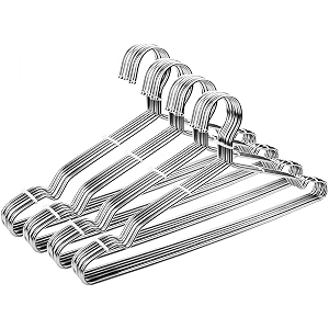 40 pack rollyware stainless steel wire hangers premium non-slip stainless steel hanger for sarees pants trouser velvet scarfs amp other clothes