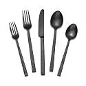 40 Pcs Black Hammered Silverware Set for 8, 18/10 Stainless Steel Flatware