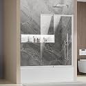 40 in.W x 59 in.H Frameless Pivot Tub Shower Screen Door, Chrome