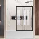 40 in.W x 59 in.H Frameless Pivot Tub Shower Screen Door, Black