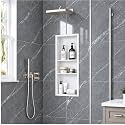 40 x 16 Inch Stainless Steel Shower Niche, No Tile Needed Wall Niche with 3- Tier Shelves, Recessed Wall Niche Insert for Bathroom Shower Kitchen Storage, Matte White