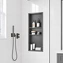 40 x 16 Inch Stainless Steel Shower Niche, No Tile Needed Wall Niche with 3- Tier Shelves, Recessed Wall Niche Insert for Bathroom Shower Kitchen Storage, Gun Gray