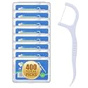 400 Count Dental Floss Picks – Built-in Toothpicks for Deep Cleaning, Comfortable Handle to Remove Plaque &amp; Protect Gums – Family Pack with 50 Picks per Portable Case for Adults &amp; Kids