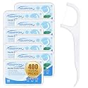 400 Count Dental Floss Picks – Unflavored Floss Sticks with Built-in Toothpick – 8 Boxes of 50 – Strong & Smooth Dental Flossers for Family Oral Care at Home Office & Travel – Adults & Kids