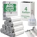 400 Counts 4 Gallon Trash Bag Drawstring Small Trash Bags, Thick Pre-separated Garbage Bags, Trash Bin Liners, Suitable for bathroom, kitchen, bedroom, office (White)