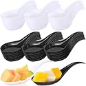 400 Pcs Appetizer Spoons,4. 7 x 1.2 Inch Disposable Mini Tasting Spoons Parties for Wedding, Bridal Shower,Tasting Spoon Bulk for Desserts,Soup, Sushi, Ice Cream (Black,White)