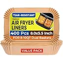 400Pcs 8x5.5 Inch Air Fryer Liners Disposable for Dual Basket Rectangular