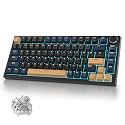 400PRO 75% Wireless Black Blue Gaming Keyboard, Gasket Hot Swappable RGB Mechanical Keyboard, Bluetooth/2.4GHz/USB-C Thocky Keyboard with Pre-lubed Cream Grey Switches (82 Black Blue-B)