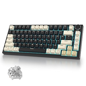 400pro 75 wireless creamy mechanical keyboard black gasket hot swappable rgb gaming keyboard bluetooth24ghzusb-c thocky keyboard with pre-lubed cream grey switches 82 black