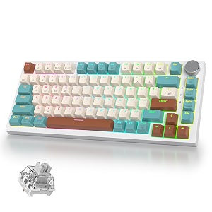 400pro 75 wireless creamy mechanical keyboard bluetooth gasket hot swappable rgb gaming keyboard bluetooth24ghzusb-c thocky keyboard with pre-lubed cream grey switches 82 brown white