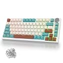 400PRO 75% Wireless Creamy Mechanical Keyboard Bluetooth, Gasket Hot Swappable RGB Gaming Keyboard, Bluetooth/2.4GHz/USB-C Thocky Keyboard with Pre-lubed Cream Grey Switches (82 Brown White)