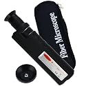400x Handheld Fiber Optic Microscope Inspection Tool Portable Microscope Fiber Optic Tools Lighted Pocket Microscope LED Light Coaxial Illumination 2.5mm FC SC ST and 1.25mm LC Adapter