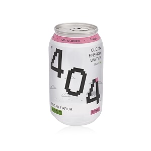 404 clean energy water lychee  355ml  100mg natural caffeine  l-theanine  zero sugar  zero calories  vegan  clean hydration drink  pack of 1