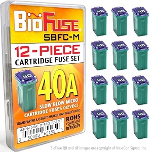 40a sbfc-m slow blow micro cartridge 12-piece fuse assortment mcase fmm type fuses
