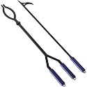 40in Fire Log Tongs Firewood Grabber and Fire Poker Set