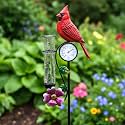 40in Red Bird Rain Gauge Thermometer Metal Garden Stake Decor