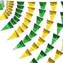 40M/130FT Green Gold Glitter Triangle Pennant Banner Flag Metallic Bunting Fabric Garland for Christmas Graduation Wedding Engagement Anniversary Bachelorette Bridal Shower Valentine's Party Decor