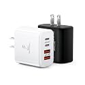 40W USB C Charger Black, 2-Pack USB C Wall Plug Fast Charging Block, 4-Port PD+QC Power Adapter Multiport Brick Type C Box Dual Charger Block for iPhone 17/16/15/14/13/12/11/Pro Max, Samsung, iPad