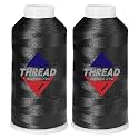 40WT Machine Embroidery Thread 2 Big Spool (5,000M Each 10,000M Total) – 2 x Black Polyester Embroidery Thread 120D/2 for Commercial &amp; Home Embroidery Machines