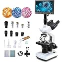 40X-5000X Compound trinocular Microscopes trinocular for Adults,Display Screen, Microscope Accessories, Microscopes for School Laboratory Home Education Abbe Condenser