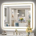 40x32 Gold LED Bathroom Mirror Backlit & Front Lit Lighted Mirror