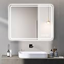 40x32 Inch LED Bathroom Mirror Vanity Mirrors with Front Lights Wall Mounted Anti Fog Frameless Make Up Mirror with Light 5 mm Copper Free Silver Mirror Horizontal or Vertical