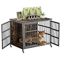 41" Large Dog Crate Furniture with Wheels, Dog Kennel, Chew-Resistant Dog Cage Indoor for Large &amp; Medium Dogs, 40.8" L x 28.3" W x 30.9" H, Decorate House as TV Stand — Rustic Brown