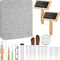 41 Pieces Needle Felting Kit Tools with Hand Wool Carders Needles Felting Pad Mat Supplies for DIY Wool Projects