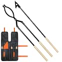 42" Fire Log Grabber & Fire Poker Set with Storage Bag, Portable Detachable