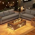 42" Rectangular Outdoor Propane Fire Pit Table with LED for Outside Patio