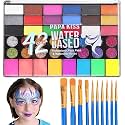 42 Color Face Painting Kit, Water Activated Face Paint Kit, Safe for Sensitive Skin Easy to Use, With Stencils & Brushes, Facepaint Makeup Kit for Parties, Birthdays, Halloween