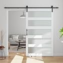 42in x 96in 5-Panel Sliding Glass Barn Door with 4ft Hardware Kit