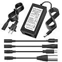 42V 2A Scoter Charger 5 Plugs for 36V Lithium Battery Pack DC 5.5 * 2.1 with 8mm 3 Prong/12mm 3 Prong Connector/8mm RCA/ 3-Pin Male XLR Connector,Universal 5 in 1 Charger Power Adapter