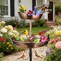 43" Bird Bath and Feeder for Outside 2-tier Outdoor Birdbaths with Stake