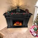 43" Corner Electric Fireplace Mantel, Electric Fireplace Freestanding with Wooden Surrond Firebox, Adjustable Changeable Flame, Variable Flame Brightness, 750W/1500W