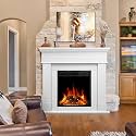 43” Electric Fireplace Mantel Freestanding Electric Fireplace, Remote Control, Adjustable Led Flame, 750W/1500w PEARLWHITE