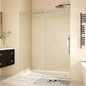 GarveeTech 44-48" W x 76" h Frameless Sliding Shower Door – Waterproof Glass Shower Door-1/4 Tempered Clear Glass with Explosion-Proof Film, Silver Handle &amp; Seal Strip