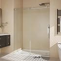 GarveeTech 44-48" W x 76" h Frameless Sliding Shower Door – Waterproof Glass Shower Door-1/4 Tempered Clear Glass with Explosion-Proof Film, Brushed Nickel Handle &amp; Seal Strip