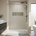 44-48"W x 76"H Frameless Sliding Shower Door, 5/16" (8mm) Coated Tempered Glass with Stainless Steel Round Rail, Easy to Clean Single Door for Walk-In Shower, Space Saving, brushed stainless finishes