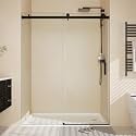 44-48" W x 76" h Frameless Sliding Shower Door – Waterproof Glass Shower Door-1/4 Tempered Clear Glass with Explosion-Proof Film, Matte Black Handle &amp; Seal Strip