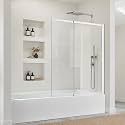 44 in.W x 57 in.H Frameless Pivot Tub Shower Screen Door, Chrome