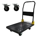 440 Lbs Capacity Foldable Platform Cart with 2 Swivel Brake Wheels - Heavy-Duty Steel Design (Black)
