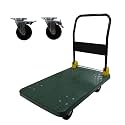 440 Lbs Moving Flat Bed Carts with Wheels, Push Cart Dolly with Push Handle, Platform Truck &amp; Flatbed Cart Heavy Duty, Space Saving (Green, 440 lbs)
