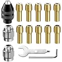 4486 Multi Chuck Set 15Pcs,Brass Collet Set,Collet Nut Kit,0.8-3.2mm Replacement Keyless Quick Change Chuck Rotary Tool Accessory Compatible with Dremel 3000 4000 7700 8200(M7x0.75mm Long)