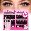 448pcs Lash Clusters Kit 100D Manga Eylash Cluster with Bond,Seal and Tweezer 3D Curly Eyelashes Extensions 9-16mm Volume Easy Lashes for Beginners