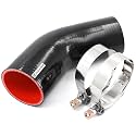 45 Degree ID 2-1/2 Inch Elbow Silicone Coupler Hose 4 Ply Polyester Reinforcement With 2 Steel T Clamps,Intercooler,Turbo,Intake Pipe